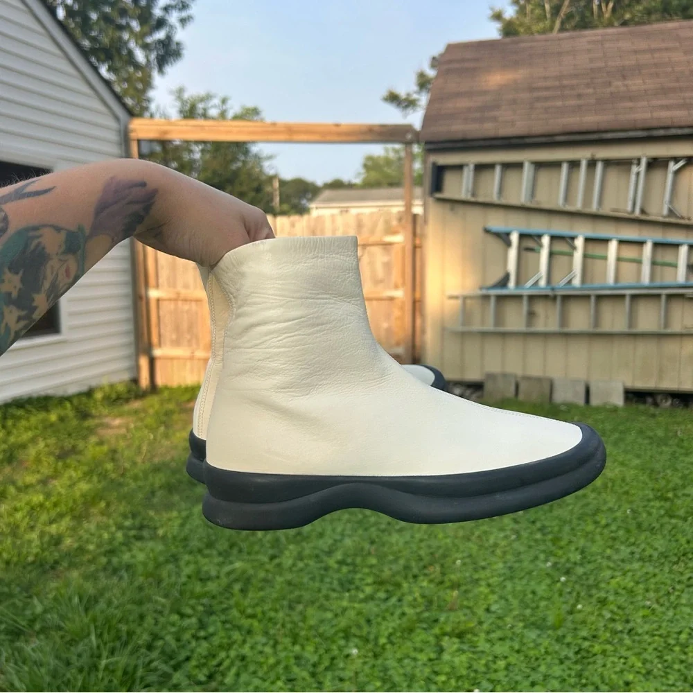 The Row Town Leather Zip Boot Milk White‎ size 36
